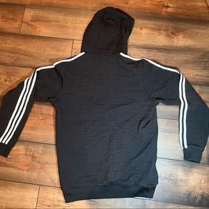 Multi-Language Print Adidas Pullover Hoodie Size Medium